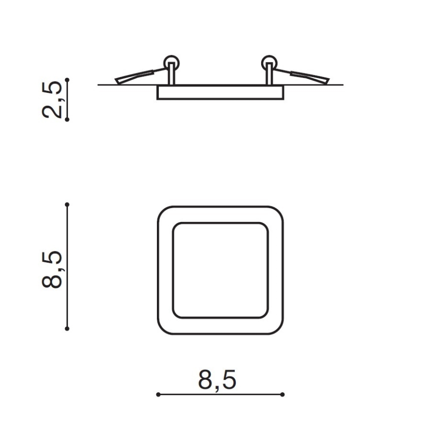 Azzardo AZ2833 - SLIM LED indbygningsarmatur til badeværelse, 6W, 230V, IP44, CRI 90