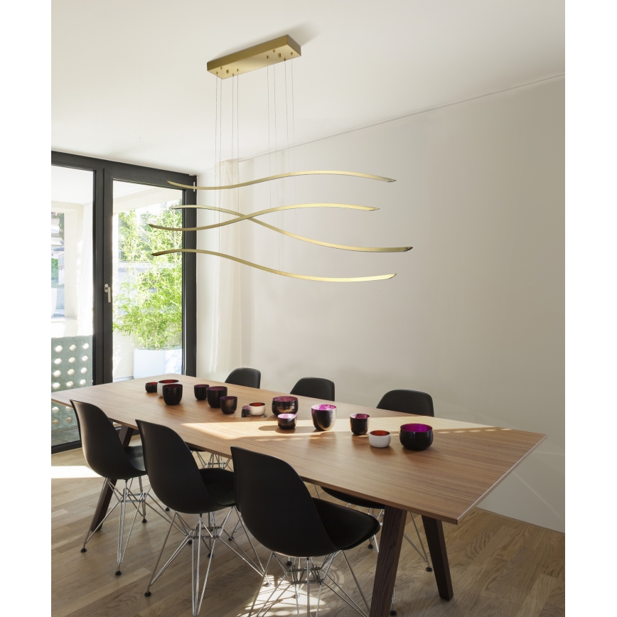 Azzardo AZ4058 - LED hængelampe dæmpbar WAVES LED/70W/230V guldfarvet