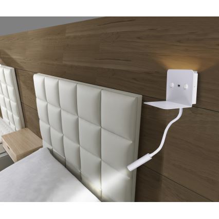 Azzardo AZ4417 - LED Fleksibel lille lampe med hylde VERA 1xLED/5W/230V + 1xLED/6W hvid