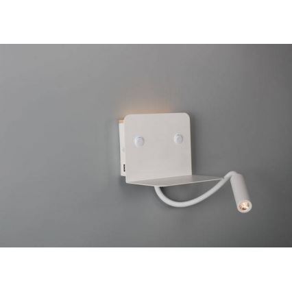 Azzardo AZ4417 - LED Fleksibel lille lampe med hylde VERA 1xLED/5W/230V + 1xLED/6W hvid