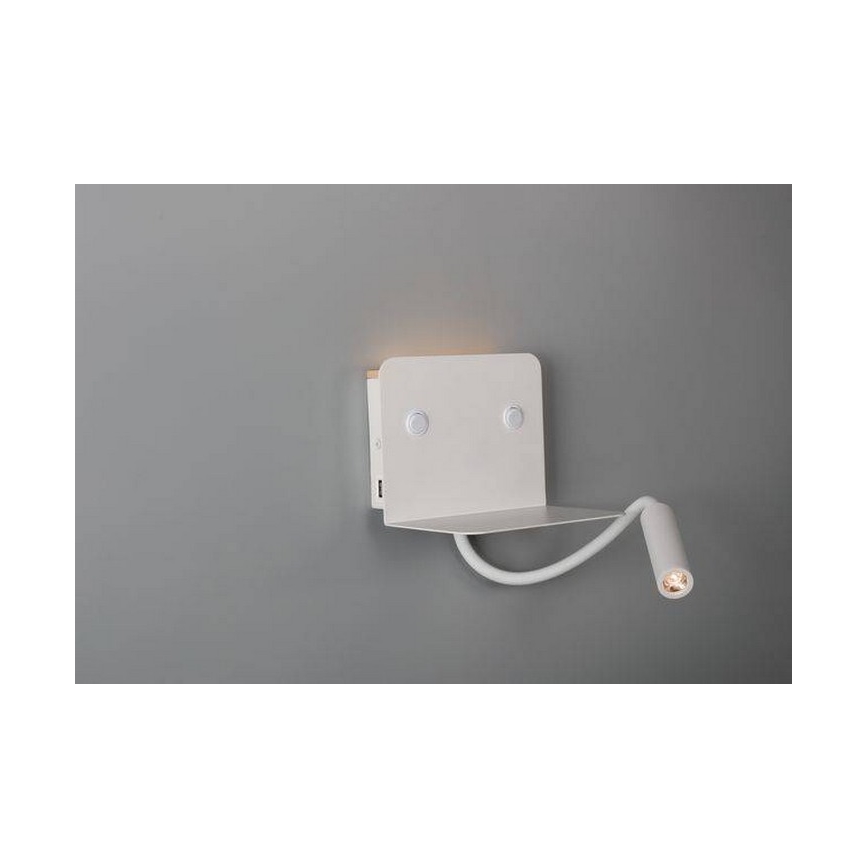 Azzardo AZ4417 - LED Fleksibel lille lampe med hylde VERA 1xLED/5W/230V + 1xLED/6W hvid