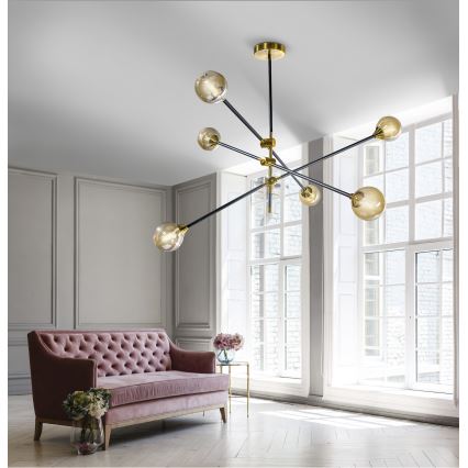 Azzardo AZ4700 - Loftlampe SOLEN 6xG9/30W/230V sort/guldfarvet