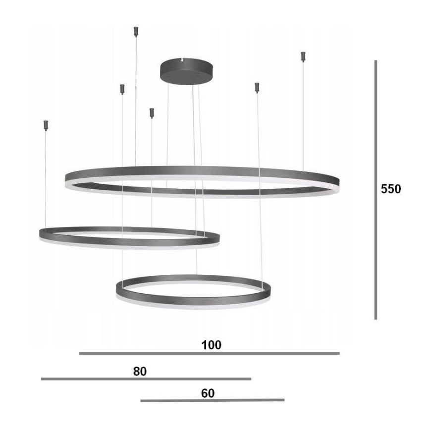 Azzardo AZ4707 - LED-pendel med wireophæng HALO LED/130W/230V sort