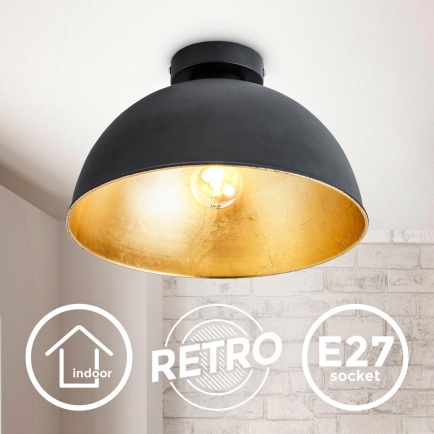B.K. Licht 1322 - Loftlampe 1xE27/60W/230V sort/guldfarvet