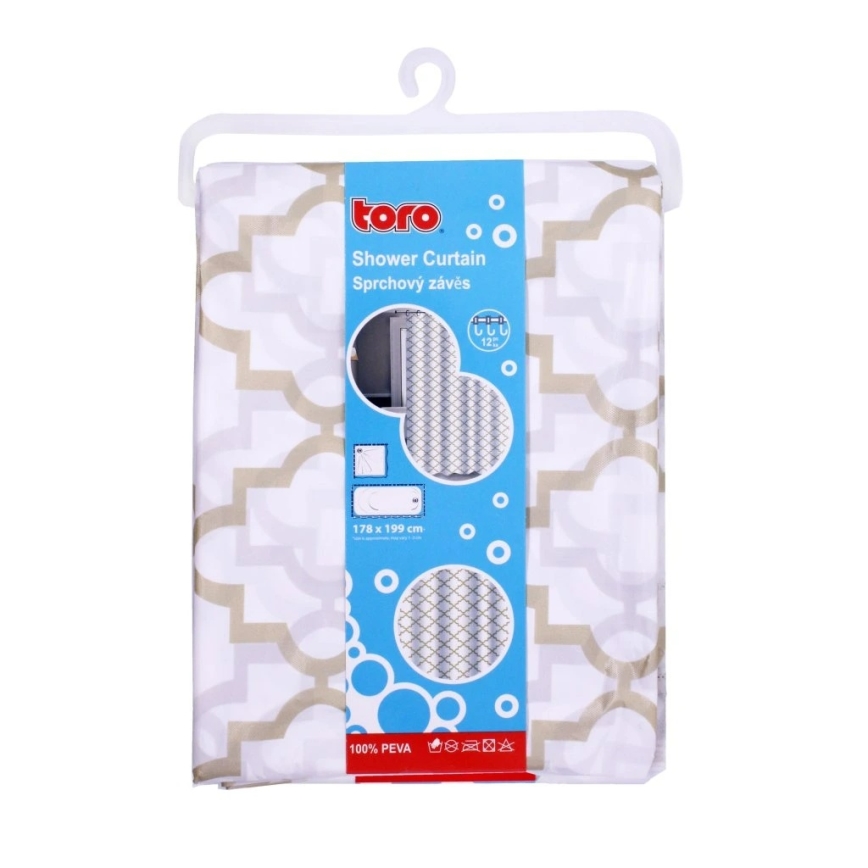 Badeforhæng TORO EASY 178x199 cm hvid/gul