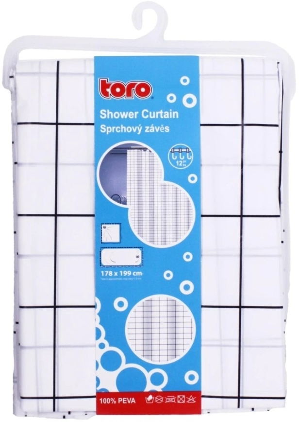 Badeforhæng TORO EASY 178x199 cm hvid/sort