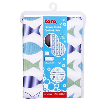 Badeforhæng TORO PREMIUM 178x199 cm blå/grøn