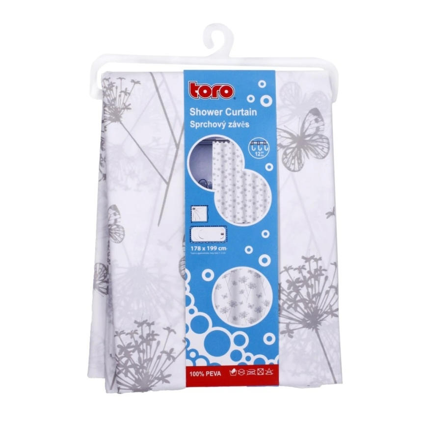 Badeforhæng TORO PREMIUM 178x199 cm blomster