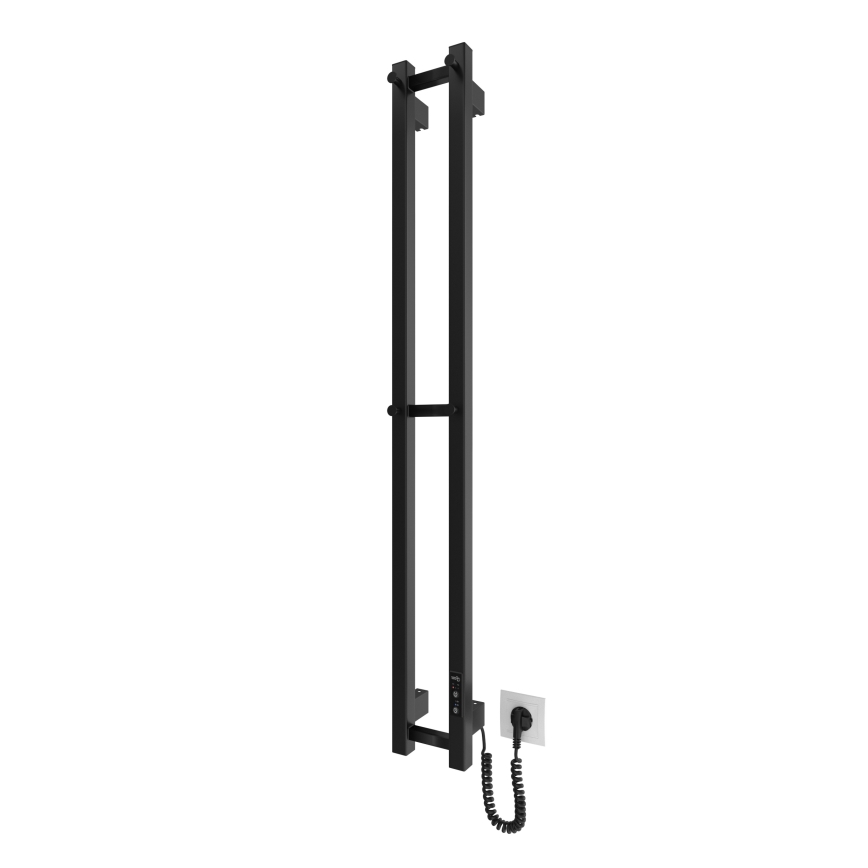 Badeværelseradiator HF SLIM 80W/230V 117x14 cm sort kantet
