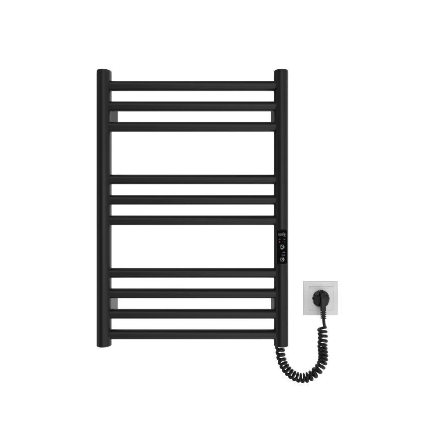 Badeværelses håndklædetørrer HF GREENWICH 100W/230V 57x43 cm sort højre rund
