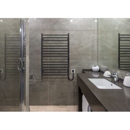 Badeværelses håndklædetørrer HF GREENWICH 170W/230V 77x53 cm, sort, højre, rund