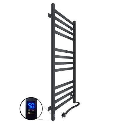 Badeværelses håndklædetørrer med termostat AVANGARD 227W 120x48cm, sort, højre