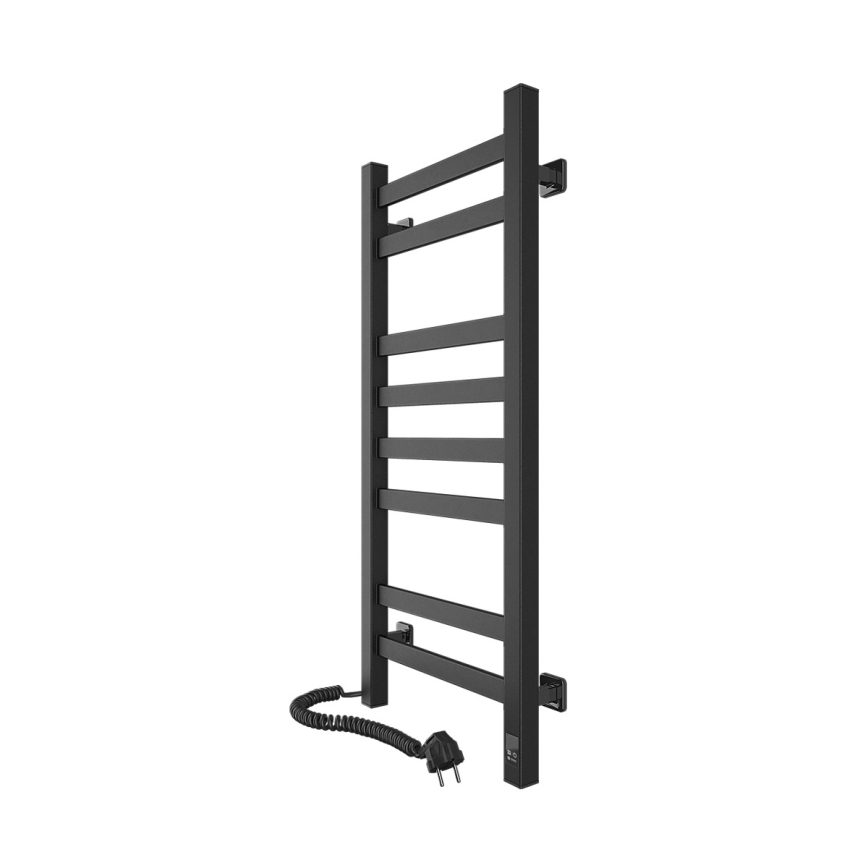 Badeværelses-håndklædetørrer med termostat AVANGARD 251W/230V 80,6 cm IP44, sort, venstre, kantet