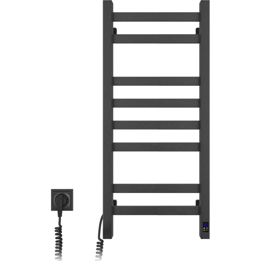 Badeværelses-håndklædetørrer med termostat AVANGARD 251W/230V 80,6 cm IP44, sort, venstre, kantet
