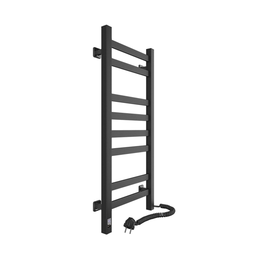 Badeværelses håndklæderadiator med termostat AVANGARD 251W/230V 80,6cm IP44 sort højre kantet
