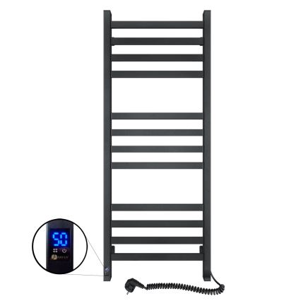 Badeværelses stigeradiator med termostat AVANGARD 459W/230V 120,6 cm IP44 sort højre kantet