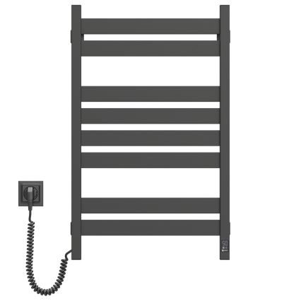 Badeværelses håndklædetørrer med termostat LARGO 432W/230V 80,6 cm IP44 sort, venstrevendt, firkantet