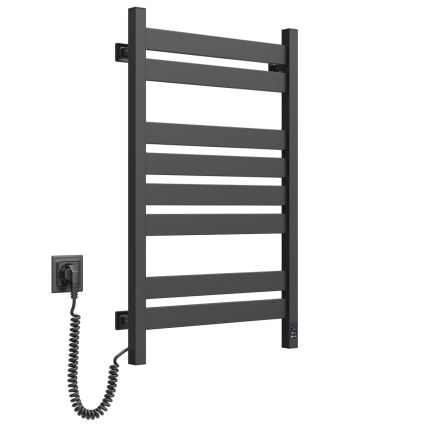 Badeværelses håndklædetørrer med termostat LARGO 432W/230V 80,6 cm IP44 sort, venstrevendt, firkantet