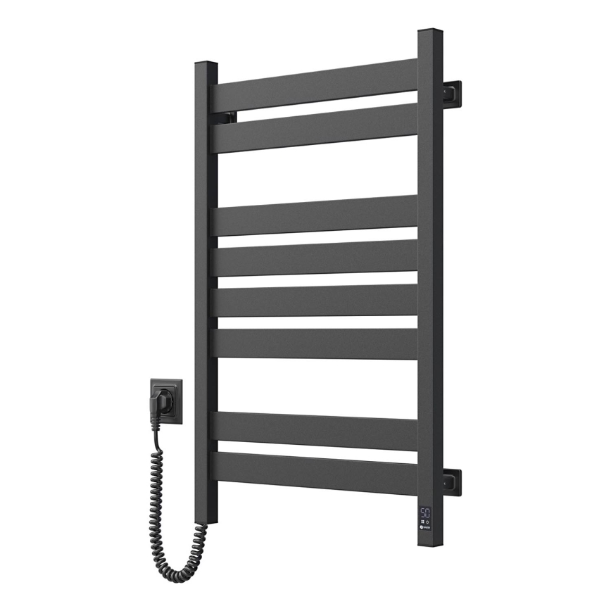 Badeværelses håndklædetørrer med termostat LARGO 432W/230V 80,6 cm IP44 sort, venstrevendt, firkantet