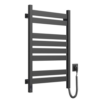 Badeværelses håndklædetørrer (stigeradiator) med termostat LARGO 432W/230V 80,6 cm IP44 sort højre kantet