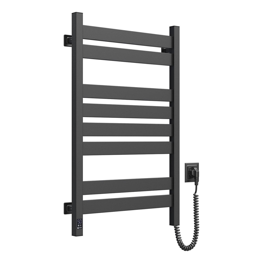 Badeværelses håndklædetørrer (stigeradiator) med termostat LARGO 432W/230V 80,6 cm IP44 sort højre kantet