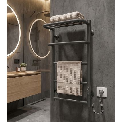 Badeværelses stigeradiator HOTEL 75W/230V 66x42 cm rustfrit stål/antracit højre
