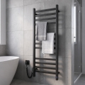 Badeværelses stigeradiator med termostat AVANGARD 227W 120x48cm sort venstrevendt
