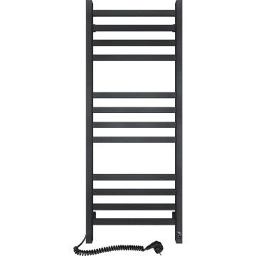 Badeværelses stigeradiator med termostat AVANGARD 227W 120x48cm sort venstrevendt