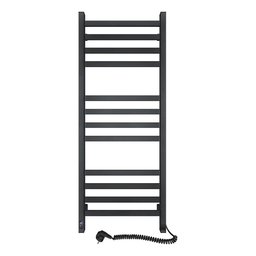 Badeværelses stigeradiator med termostat AVANGARD 459W/230V 120,6 cm IP44 sort højre kantet