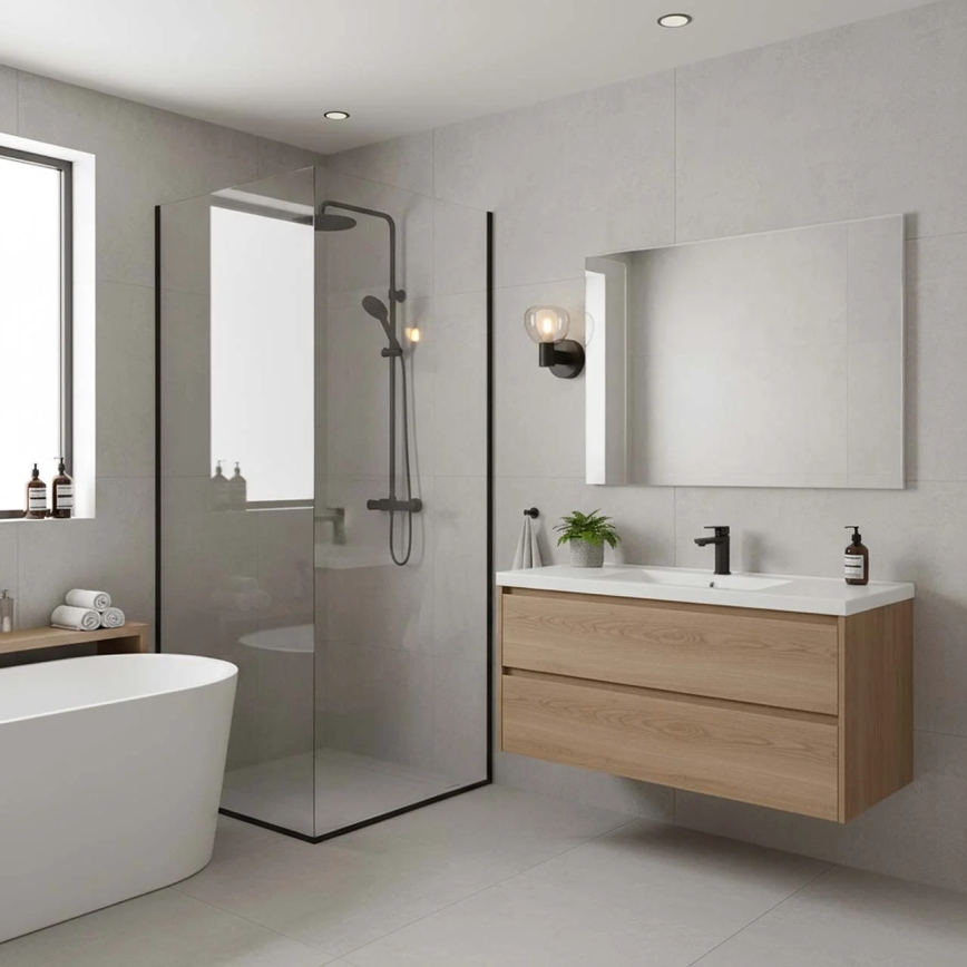 Badeværelses væglampe POLA 1xG9/5W/230V IP44 sort/klar