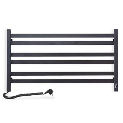 Badeværelses håndklædetørrer med termostat AVANGARD 316W/230V 50,6 cm IP44, sort, venstrevendt, kantet