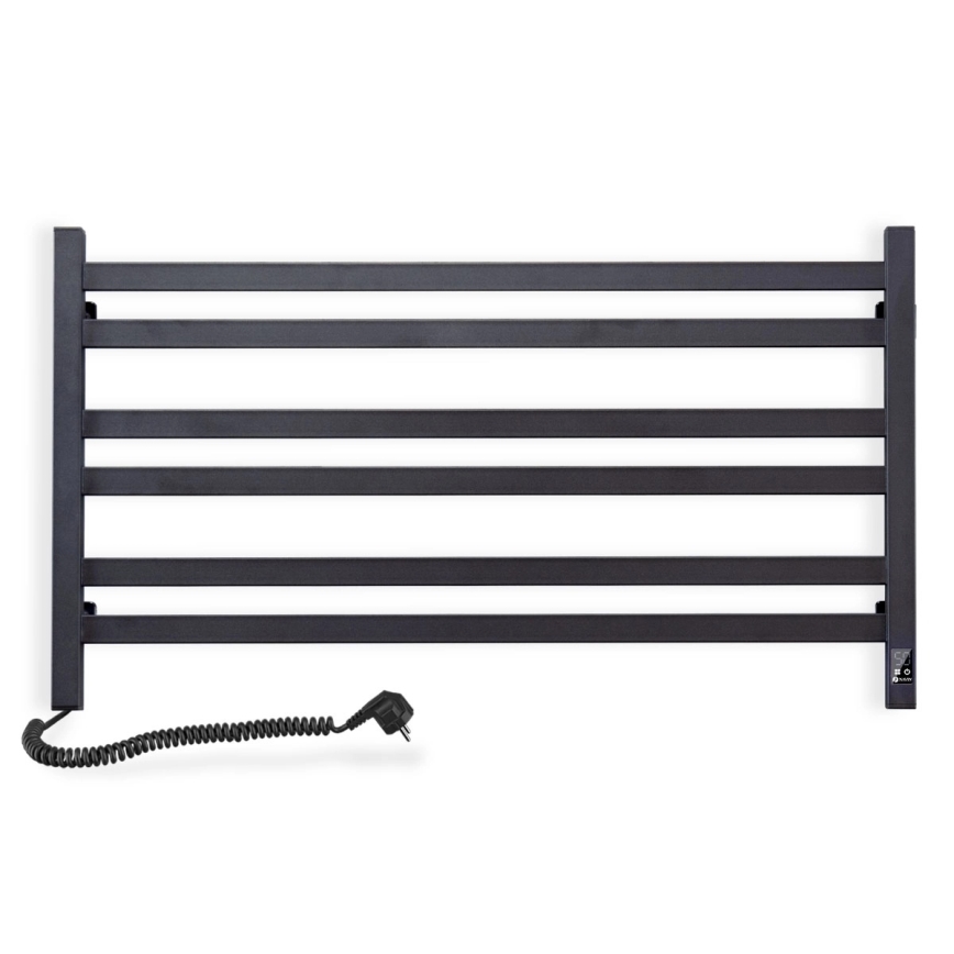 Badeværelses håndklædetørrer med termostat AVANGARD 316W/230V 50,6 cm IP44, sort, venstrevendt, kantet