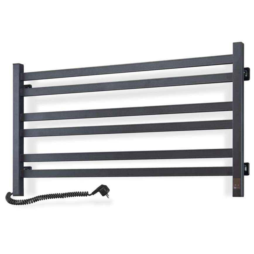 Badeværelses håndklædetørrer med termostat AVANGARD 316W/230V 50,6 cm IP44, sort, venstrevendt, kantet