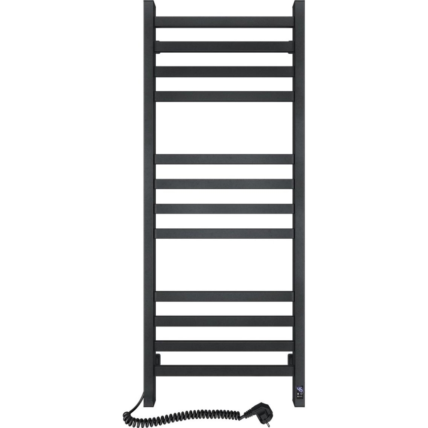 Badeværelseshåndklædetørrer med termostat AVANGARD 459 W/230 V 120,6 cm IP44, sort, venstrevendt, kantet