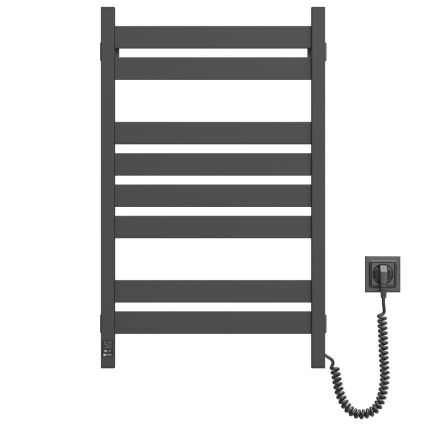 Badeværelses håndklædetørrer (stigeradiator) med termostat LARGO 432W/230V 80,6 cm IP44 sort højre kantet
