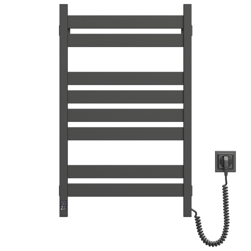 Badeværelses håndklædetørrer (stigeradiator) med termostat LARGO 432W/230V 80,6 cm IP44 sort højre kantet