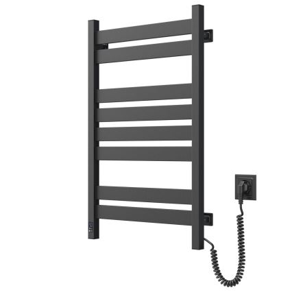 Badeværelses håndklædetørrer (stigeradiator) med termostat LARGO 432W/230V 80,6 cm IP44 sort højre kantet