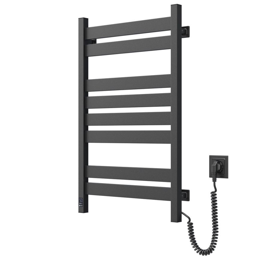 Badeværelses håndklædetørrer (stigeradiator) med termostat LARGO 432W/230V 80,6 cm IP44 sort højre kantet