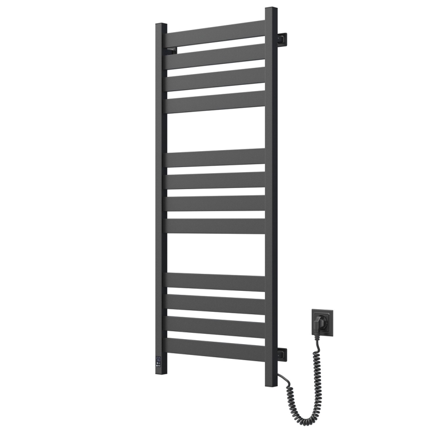 Badeværelseshåndklædetørrer med termostat LARGO 541W/230V 120,6 cm IP44 sort højre kantet