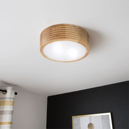 Badeværelsesloftlampe LINARO 2xE27/15W/230V IP54 eg Ø 27 cm