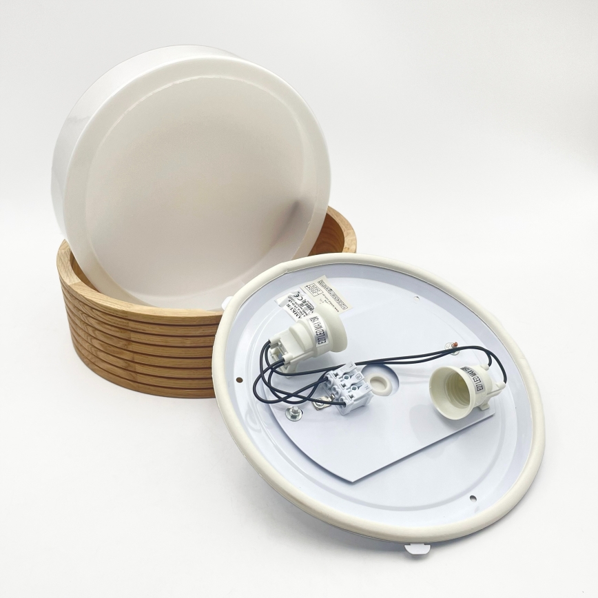 Badeværelsesloftlampe LINARO 2xE27/15W/230V IP54 eg Ø 27 cm