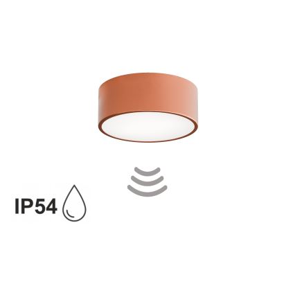 Badeværelsesloftlampe med sensor CLEO 1xE27/24W/230V Ø 20 cm IP54 kobberfarvet