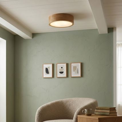 Badeværelsesloftlampe OAK i eg 2xE27/15W/230V IP54 Ø 27 cm