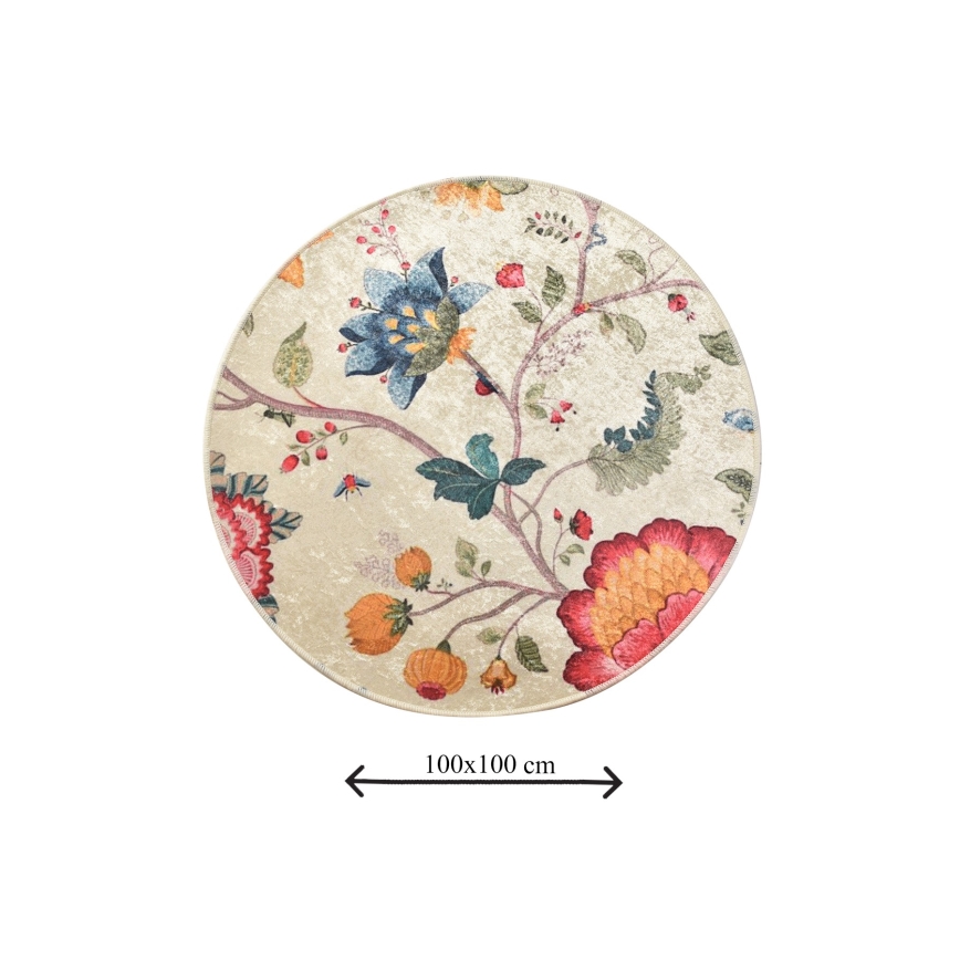 Badeværelsesmåtte ARYA diameter 100 cm farverig