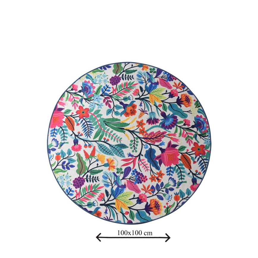 Badeværelsesmåtte PICTURA diameter 100 cm farverig