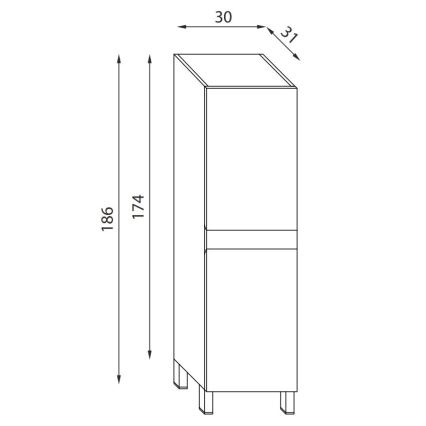 Badeværelsesskab KENWOOD 186 cm hvid