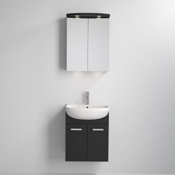 Badeværelsesskab med håndvask ASTRID + LED spejlskab 4xLED/4,3W/230V IP44 sort