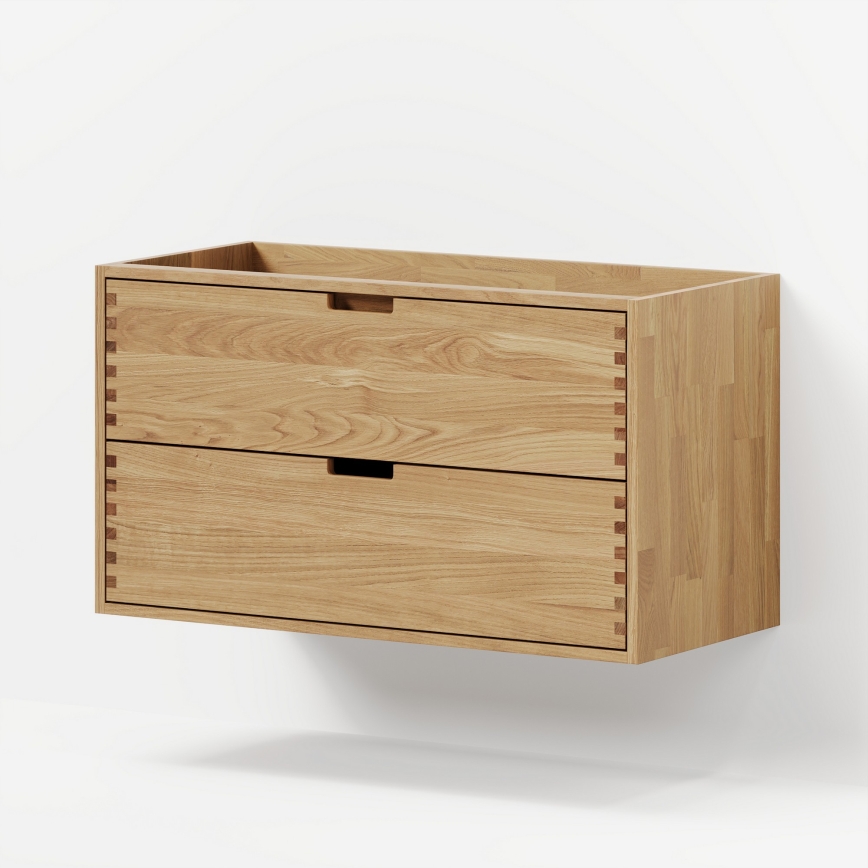 Badeværelsesskab med håndvask GRIBSKOV 100 cm beige/eg/hvid