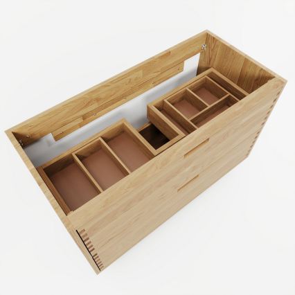 Badeværelsesskab med håndvask GRIBSKOV 100 cm beige/eg/hvid