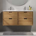 Badeværelsesskab med håndvask GRIBSKOV 120 cm beige/eg/hvid